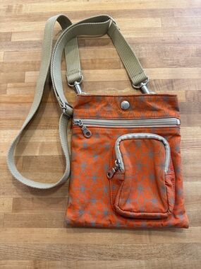 Wabisuke Orange Geometric Crossbody Bag with Front Pocket